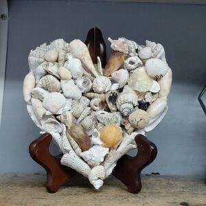 Handmade Seashell Heart Decor on Stand